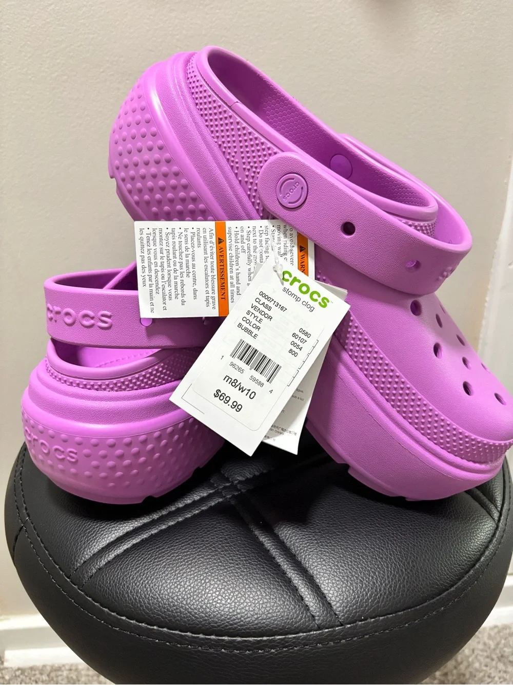 CROCS Stomp Platform Clogs Unisex Women's Sz 10 Men's Sz 8 Bubble Pink NWT No Bo